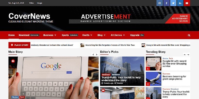 covernews free magazine wordpress themes