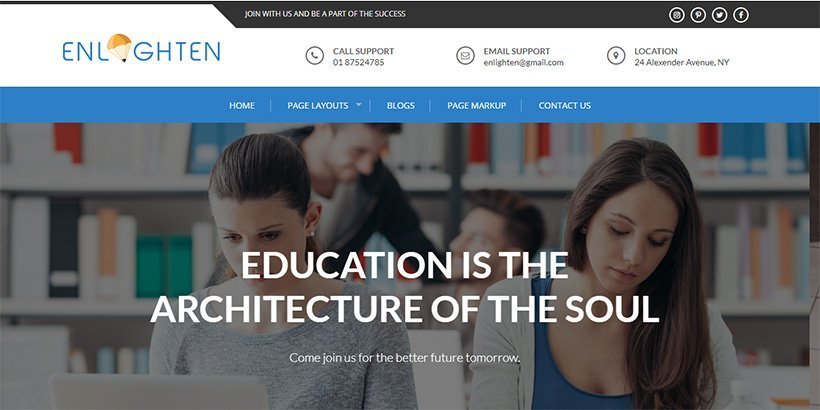 Enlighten free education wordpress theme