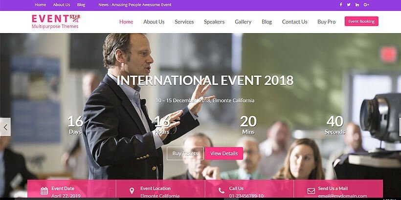 eventstar free wordpress business themes