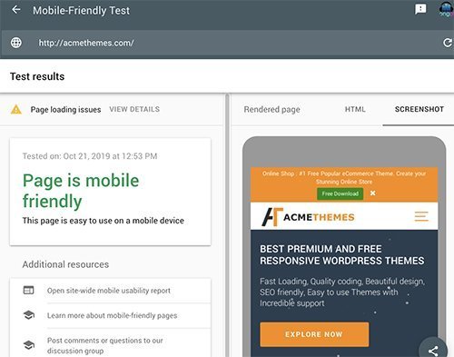 Mobile Friendly Test