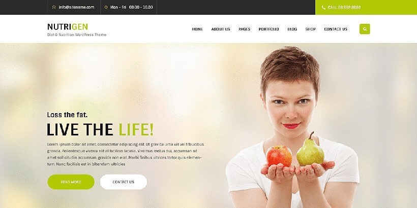 nutrigen free gym fitness wordpress themes