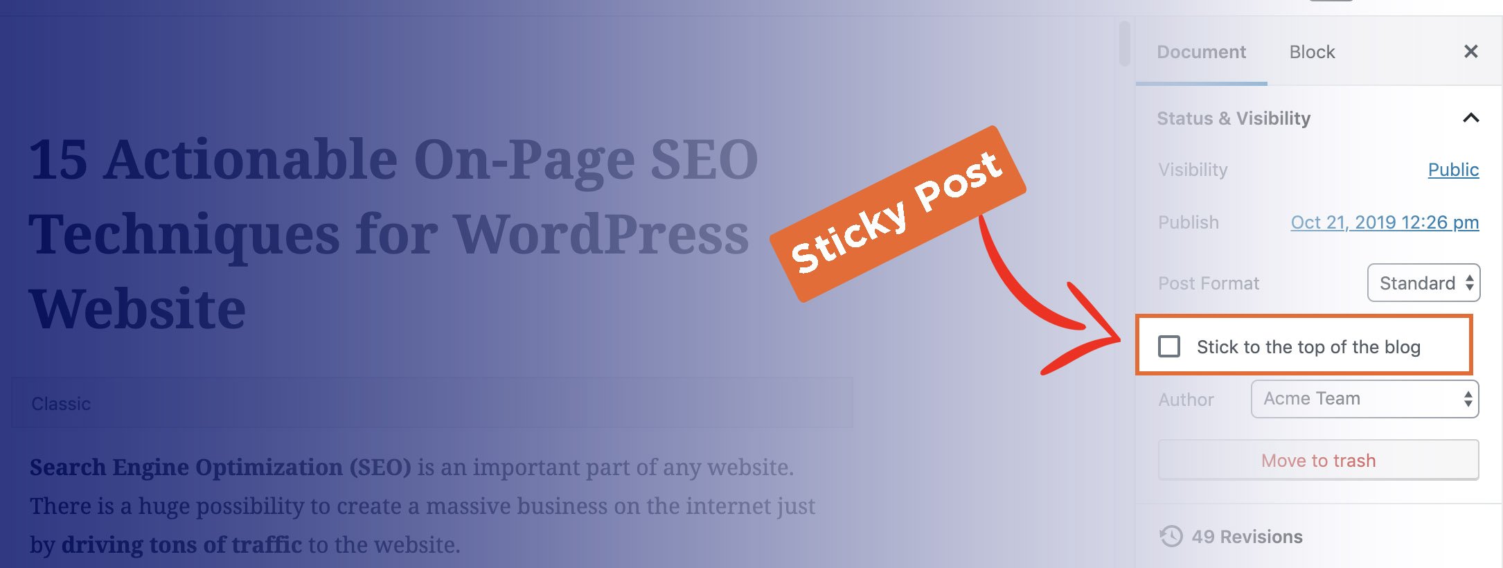 sticky post in wordpress