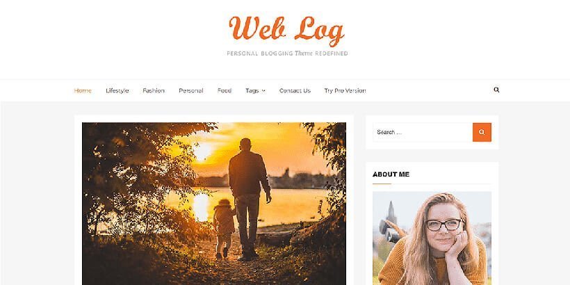 web log free blog wordpress theme